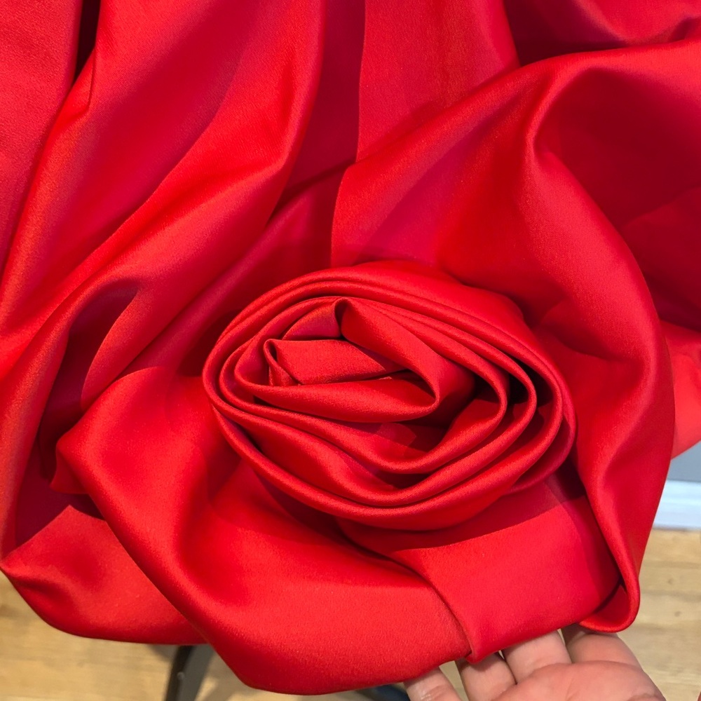 Mac Duggal Red Strapless Mini Dress With Rose Ruffle Detail NWT 20705 - Picture 10 of 16